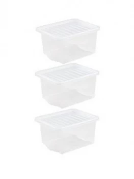 image of Wham Set Of 3 Clear Plastic Crystal Storage Boxes ; 35 Litres Each