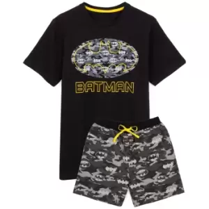 image of Batman Mens Logo Camo Short Pyjama Set (S) (Black/Grey)