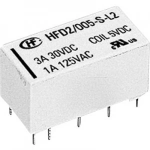 image of PCB relays 12 Vdc 3 A 2 change overs Hongfa HFD20