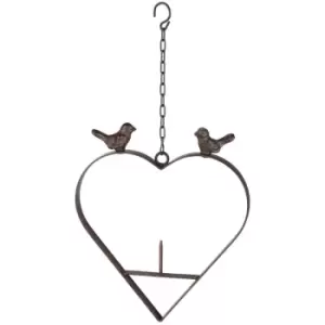 Bird Feeder Heart Shape 23.5cm Brown HI Brown