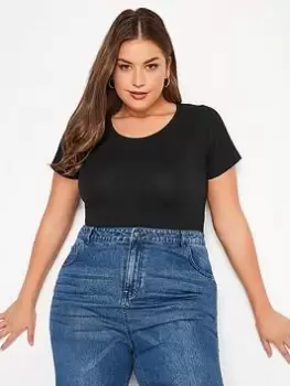 Image of Yours Short Sleeve Bodysuit. Black, Size 30-32, Women