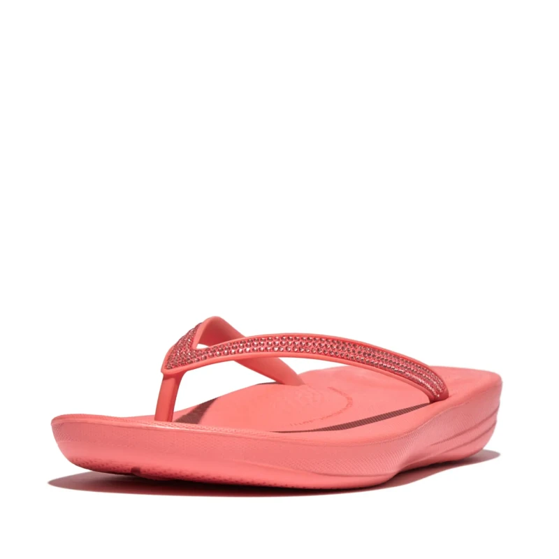 Image of FitFlop Iqushion Sparkle Synthetic Womens Toe Post Sandals - Black - Size:UK 4