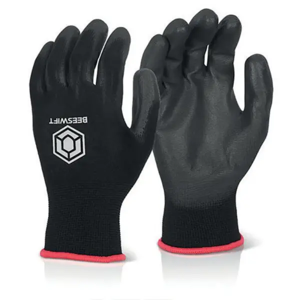 Image of Beeswift Beeswift PU Coated Gloves (Pack of 10) Black XS EC9NBLXS
