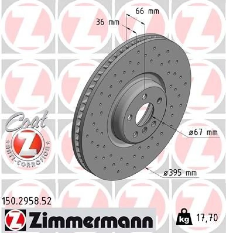 Image of ZIMMERMANN Brake disc ZIMMERMANN 150.2958.52