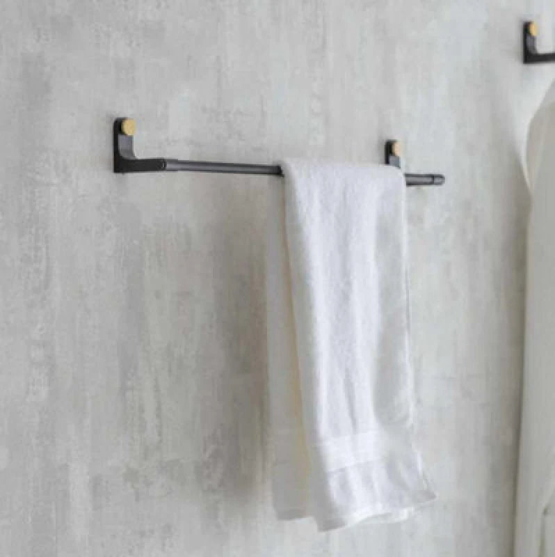 Image of Garden Trading Adelphi Matt Black & Brass Bathroom Large Metal Steel Towel Rail Bar Holder