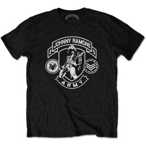 image of Johnny Ramone - Army Logo Unisex Large T-Shirt - Black