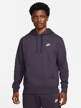 Image of Nike NSW Club Fleece Overhead Hoodie - Purple/White , Purple/White, Size L, Men