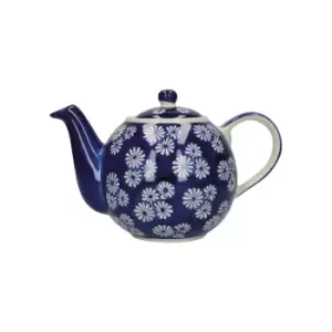 image of Blue Small Daisies Four Cup - 900ml Globe Teapot, Boxed