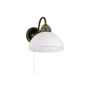Image of Nonna Cottage Style Glass Wall Light Matt Antique Brass, 1x E27