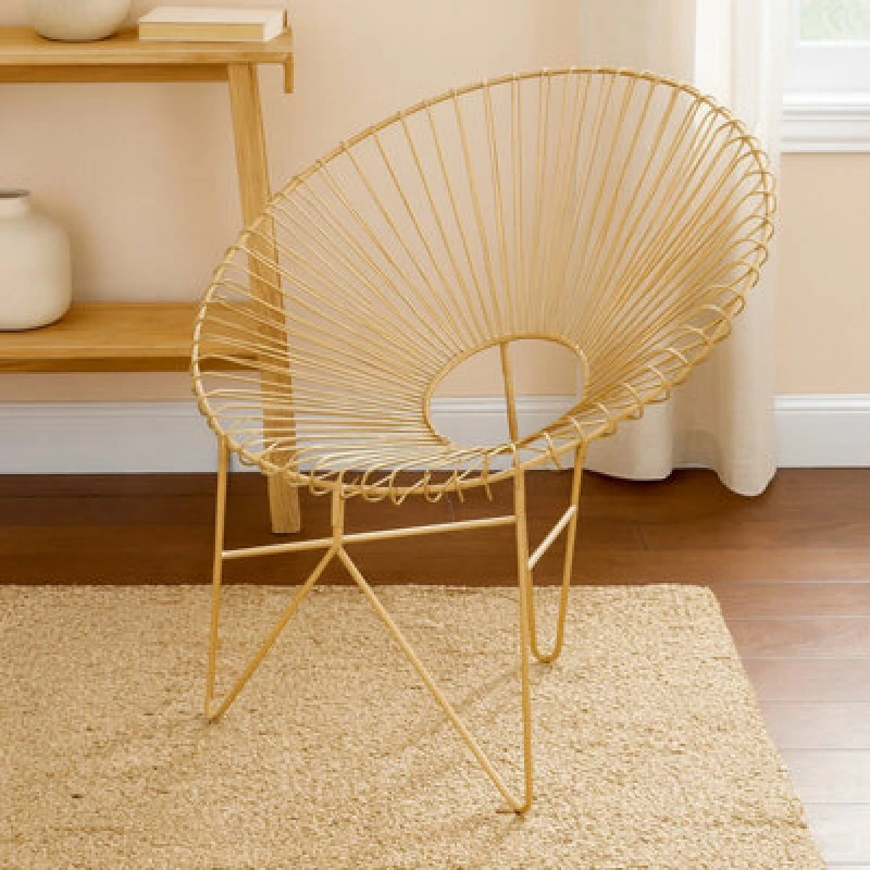 Image of Orsina Modern Iron Chair With Hairpin Legs, Statement Accent Chair For Livingroom, Stylish Livingroom Chair