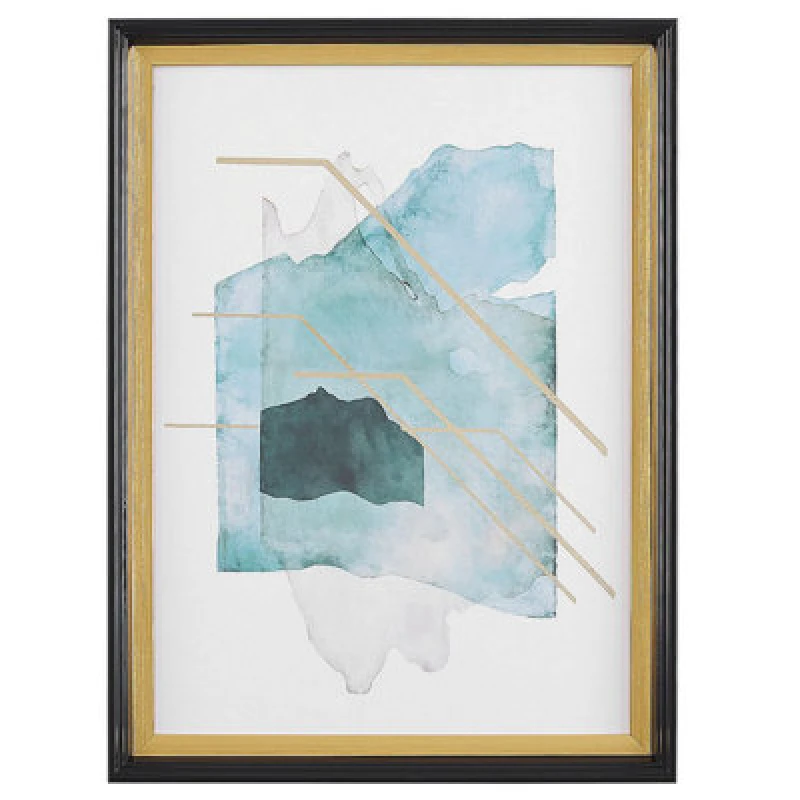 Image of Beliani Framed Wall Print Touba Abstract Motif 30 X 40 Cm Blue