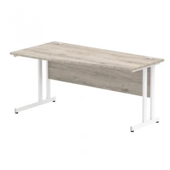 image of Trexus Rectangular Desk Silver Cable Managed Leg 1200x800mm Grey Oak