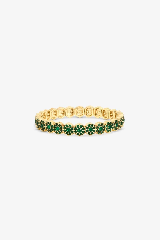 Image of Jon Richard Womens Gold Plated & Emerald Stretch Bracelet Gold Female One Size