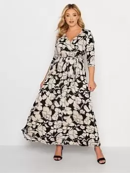 Image of Yours V-neck 3/4 Sleeve Dress - Black, Size 18, Women