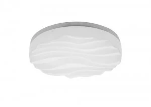 Image of Flush Ceiling Light Small Round 24W LED IP44 3000K, 2160lm, Matt White Acrylic