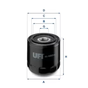 image of UFI 23.480.00 Oil Filter Oil Spin-On