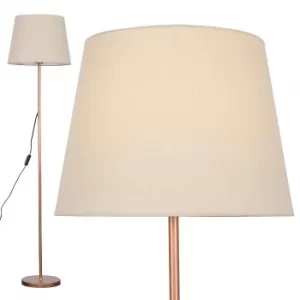 Image of Charlie Copper Floor Lamp with Beige Aspen Shade