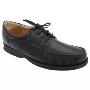 Image of Roamers Mens Canoe Front Apron Tie Softie Leather Shoes (10 UK) (Black)