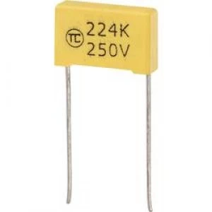 Image of MKS thin film capacitor Radial lead 0.22 uF 250 Vdc 5 15mm L x W x H 18 x 5 x 11mm