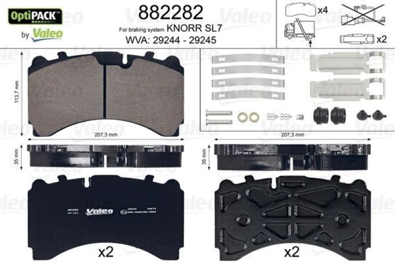 Image of Brake pad set VALEO 882282