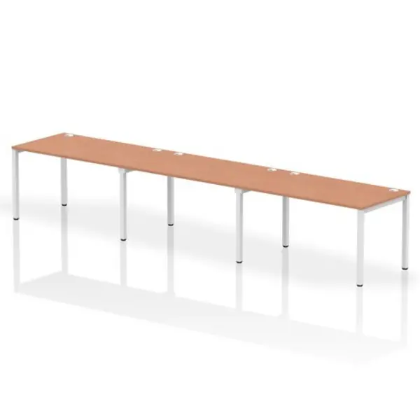 Image of Impulse Bench Single Row 3 Person 1400 White Frame Office Bench Desk Beech