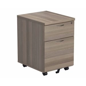 TC Office 2 Drawer Mobile Pedestal with Filing Drawer Height 595mm, Grey Oak Effect