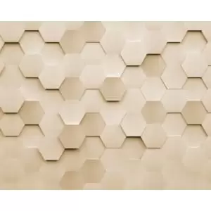 image of Origin Murals Metal Hexagons Gold Wall Mural - 3.5m x 2.8m