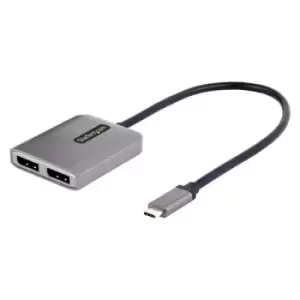 Image of StarTech.com 2-Port USB-C MST Hub - USB Type-C to 2x DisplayPort Multi-Monitor Adapter for Laptop - Dual-DP up to 4K 60Hz w/ DP 1.4 Alt Mode & DSC - H