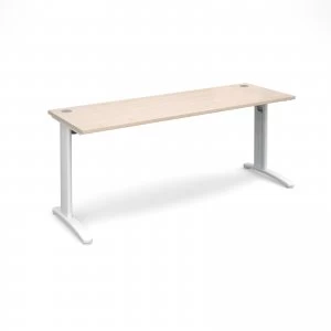 image of TR10 Straight Desk 1800mm x 600mm - White Frame maple Top