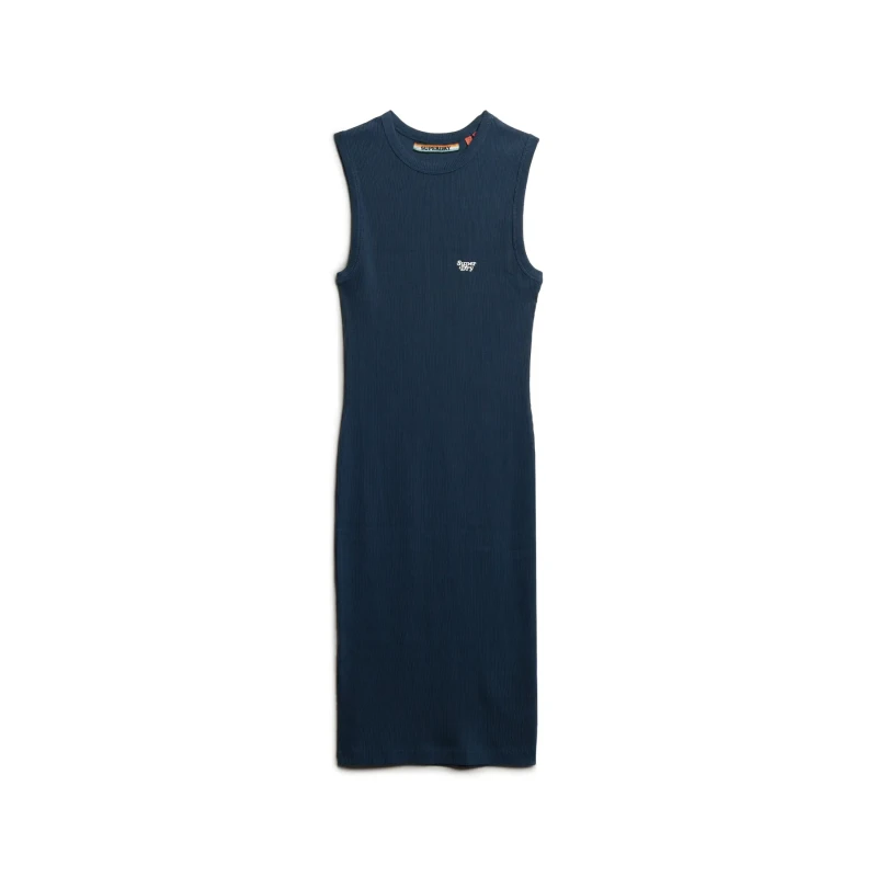 Image of Superdry Womens mid-length ribbed dress Superdry Bleu Female XS