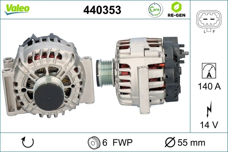 Image of VALEO 440353 Generator Alternator Charging Current: 140A, Voltage: 14V, REMANUFACTURED PREMIUM Alternator (4)