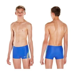 image of Speedo Boys Lightning Spritz Panel Aquashorts Blue/Yellow 24"