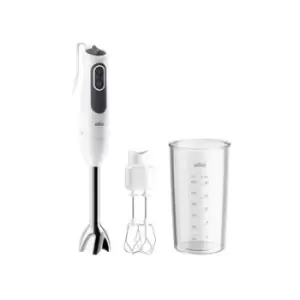 image of Braun 4193-MQ3105B HB BRAUN WH Hand-held blender 750 W with graduated beaker, with mixing jar, Turbo function White grey