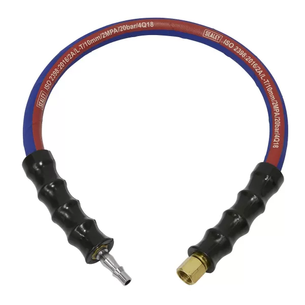 Image of Sealey AH2R/38 Air Leader Hose 600mm x Ø10mm with Tailpiece & 1/4BSP Union