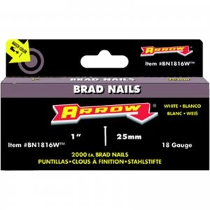 image of Arrow White Head Brad Nails 25mm Pack of 2000