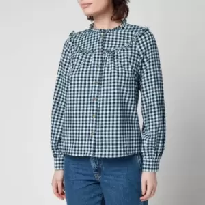 Image of Whistles Womens Check Frill Collar Detail Top - Multi - UK 8