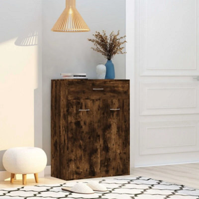 Image of Vidaxl Shoe Cabinet Smoked Oak 60X35X84cm Engineered Wood