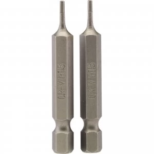 image of Draper Hex Screwdriver Bit Hex 1.5mm 50mm Pack of 2