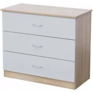 image of Hmd Furniture - 3 Drawer Storage Unit Organizer Cabinet,Drawer Chest,High Gloss Grey Drawer Front+Oak Color - Grey