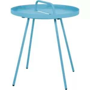 Image of Brasilia Powder Coated Removable Coffee Tray Garden Table Blue