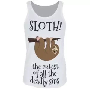 Image of Grindstore Womens/Ladies The Cutest Of All The Deadly Sins Sloth Tank Top (XXL) (White/Black/Brown)