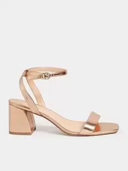 image of Yours Wide Fit Mid Block Heel Sandal Two Strap Rose Gold, Size 4E, Women