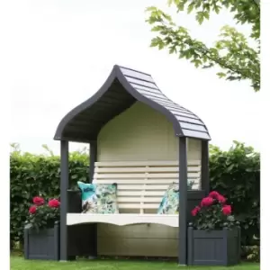 image of AFK Orchard Arbour Wooden Garden Seat Chair Outdoor Charcoal Grey & Cream FSC