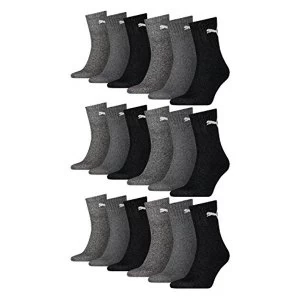 Puma Short Crew Socks Unisex Sports Socks with Terry Sole Pack of 18 anthracite / grey Size:47-49 (EU)