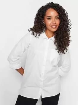 Image of M&Co White Relaxed Poplin Shirt, White, Size 12, Women