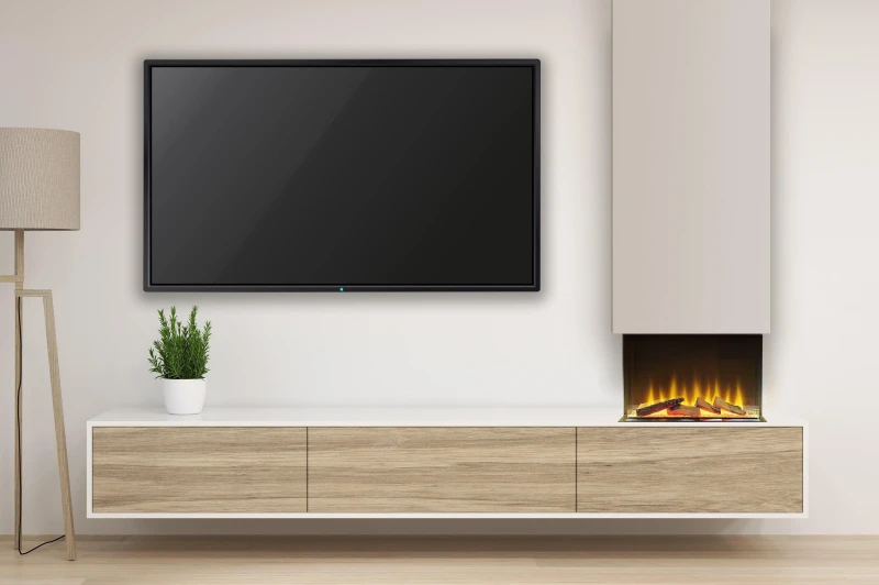Image of Adam Fires & Fireplaces Adam Sahara Panoramic Media Wall Electric Fire, 22" Black