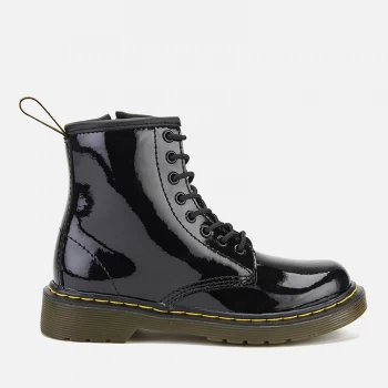 Image of Dr. Martens Kids 1460 J Patent Limper Lace Up Boots - Black - UK 11 Kids - Black
