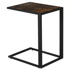 image of Homcom C Shape Side End Table With Steel Frame Wide Base Foot Pads Brown