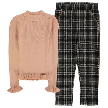 Image of Firetrap 2 Pack Rib Jumper and Jogger Set Infant Girls - Blush Chk Trs