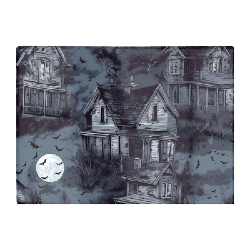 Image of Warren Reed Designer Spooky Shadowy Haunted House Glass Chopping Board